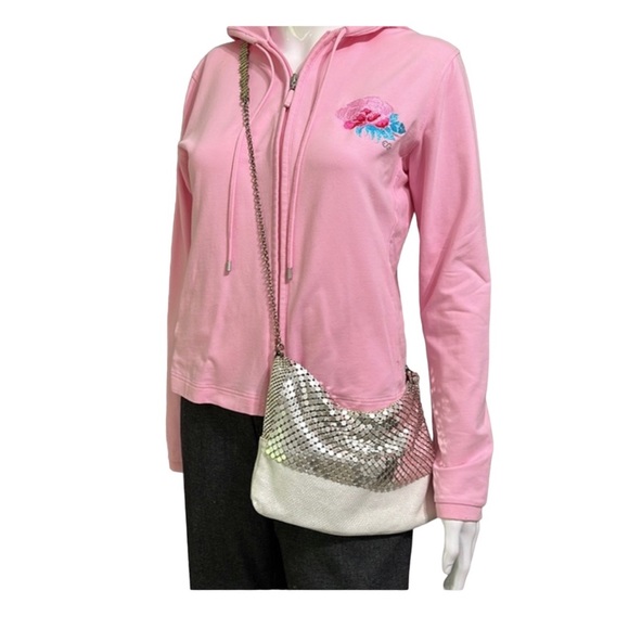 LAURA B. Silver color mesh and white leather handbag, NWT - Picture 3 of 10